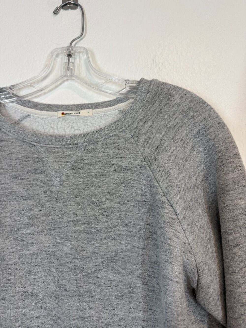Marine Layer Gray Crewneck Fleece Sweatshirt Large Cozy Casual Sherpa - Picture 4 of 9